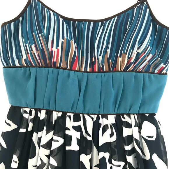 Max Cleo dress women size M mini tiered frill teal brown holiday Christmas Y2K - Picture 8 of 10